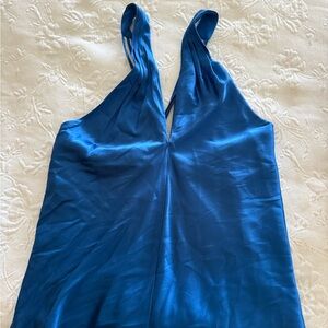 Veronica Beard azure blue silk “Stewart” halter top NWT
